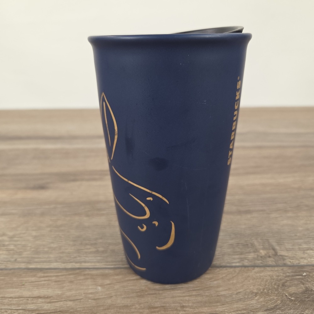 Starbucks 2017 Navy Blue Siren Mermaid Ceramic Tumbler Mug 12oz Anniversary - Picture 4 of 11